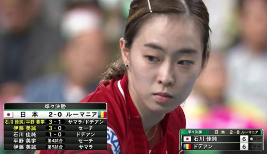 ワールドカップ団体戦2019｜女子準々決勝 日本   ルーマニア 第3試合 石川佳純vsドデアン